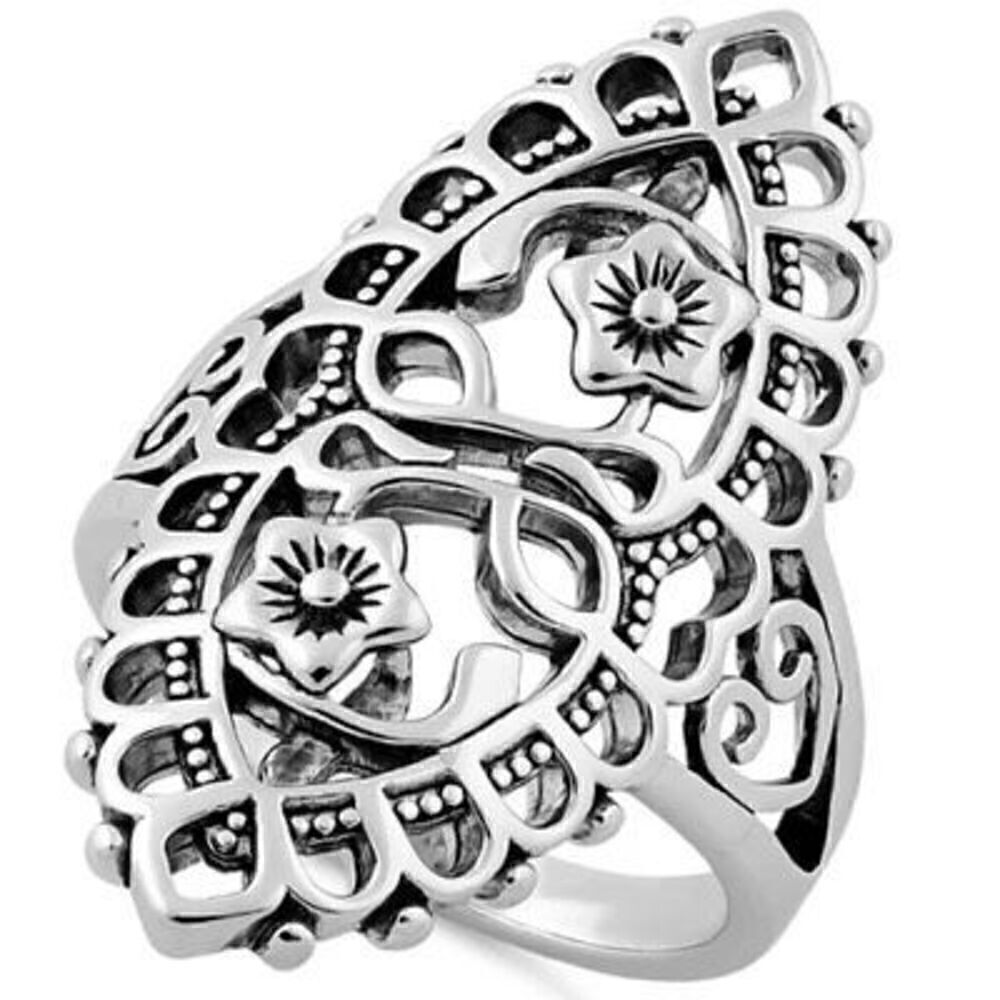 Sterling Silver Flower Heart Marquise Ring New